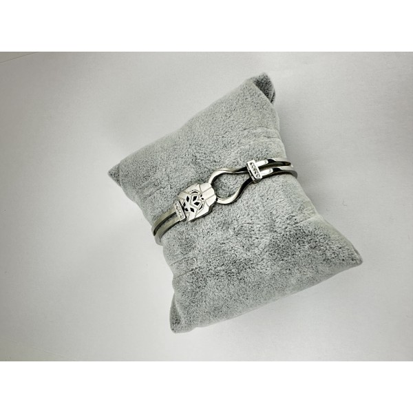 Gümüş Aslan Desenli Bileklik 